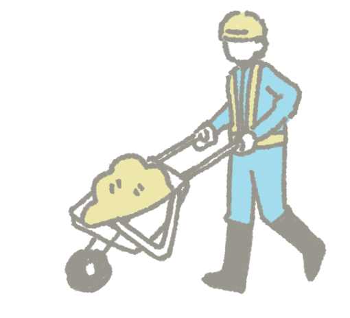 砕石を運ぶ作業員のイメージイラスト