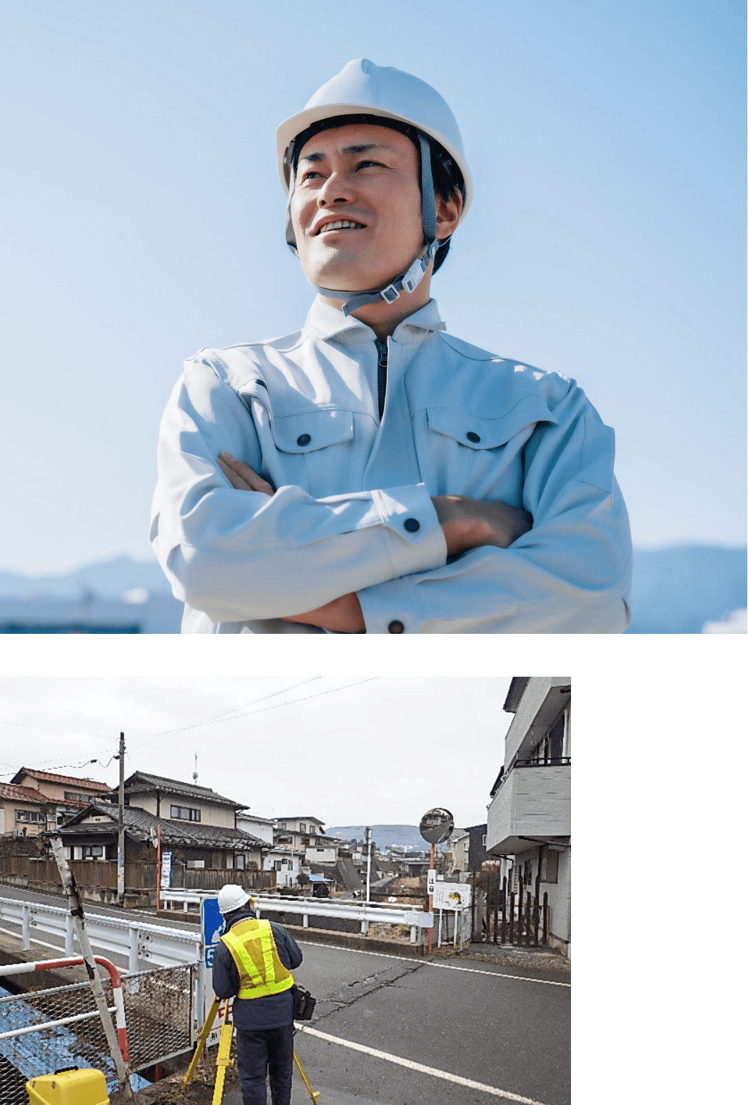 働く社員とトラックの写真